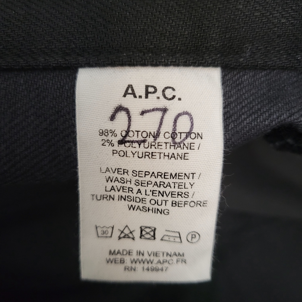 A.P.C. Petit Standard Black Jeans Size 33 Stretch Denim Slim Straight - Picture 5 of 8